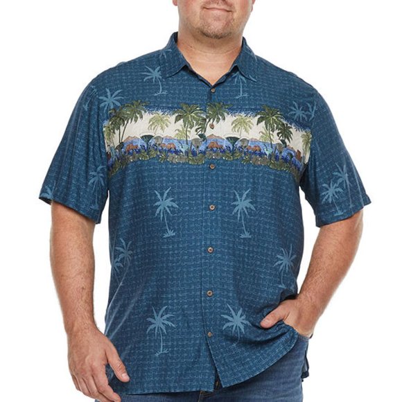 Plus Size Big & Tall Men's Short Sleeve Tropical Print Shirt 4X Large Tall - Picture 1 of 8
